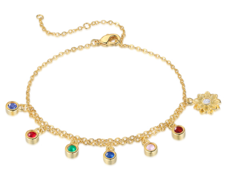 Enkelkband geboortesteen met bloem