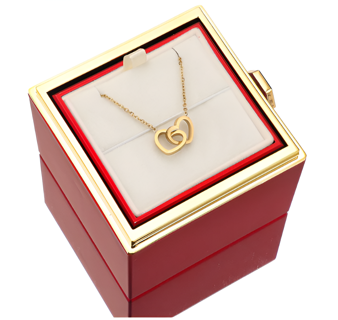 Vereeuwigd Roos met Gegraveerde Hartenketting