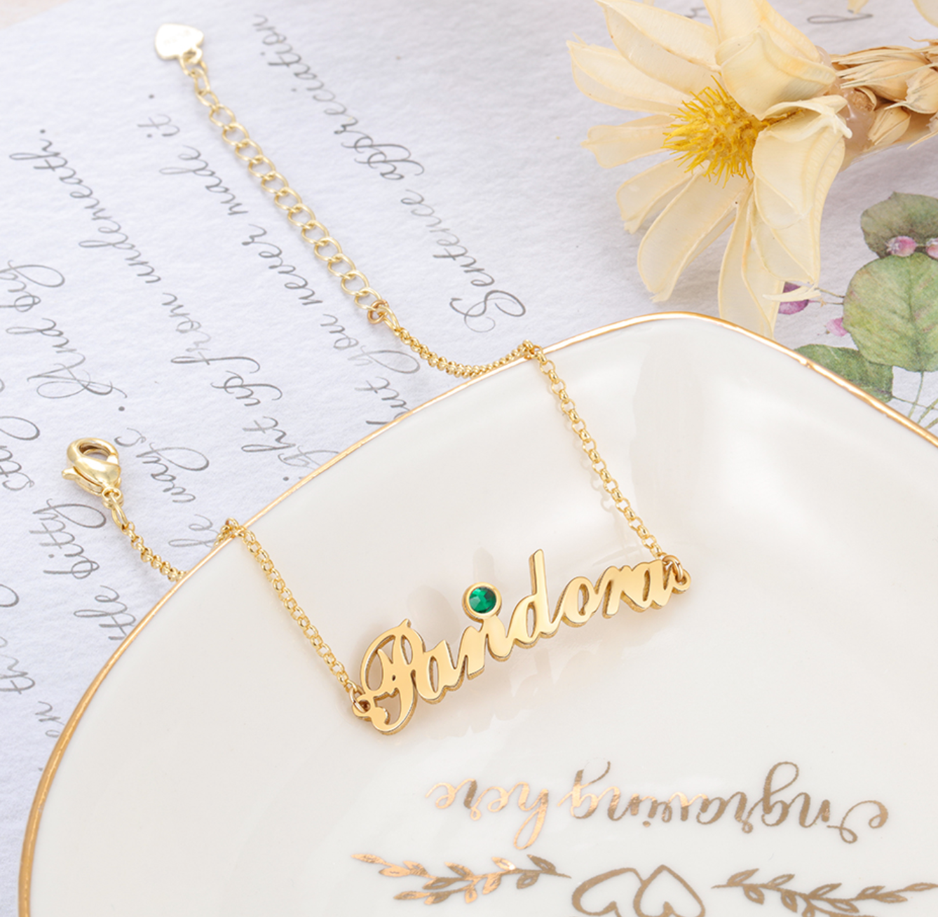 Enkelband met Naam en Geboortesteen