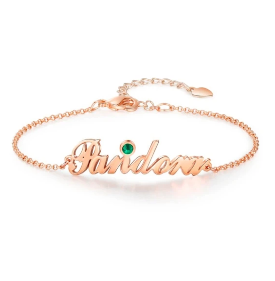 Enkelband met Naam en Geboortesteen