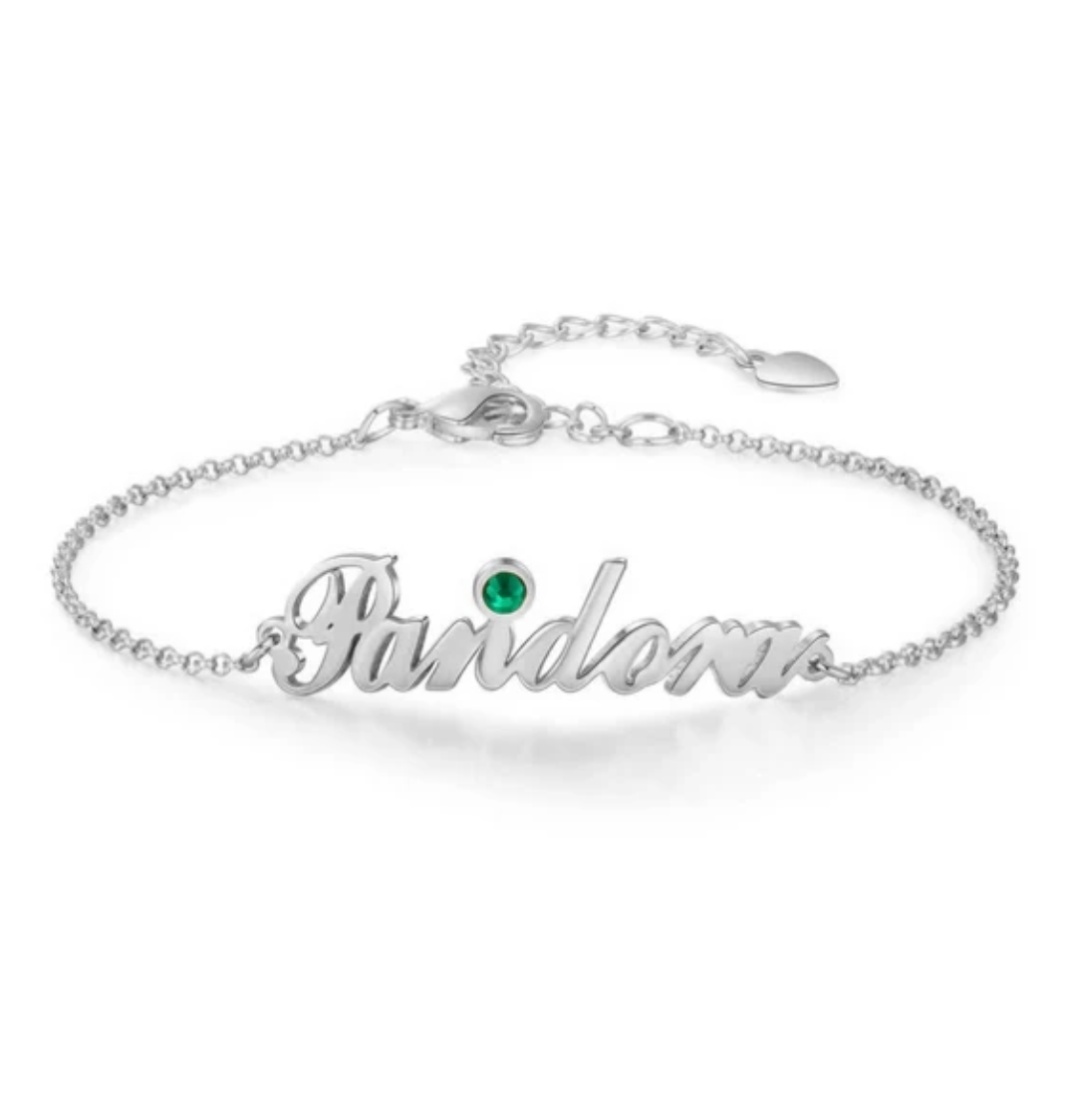 Enkelband met Naam en Geboortesteen